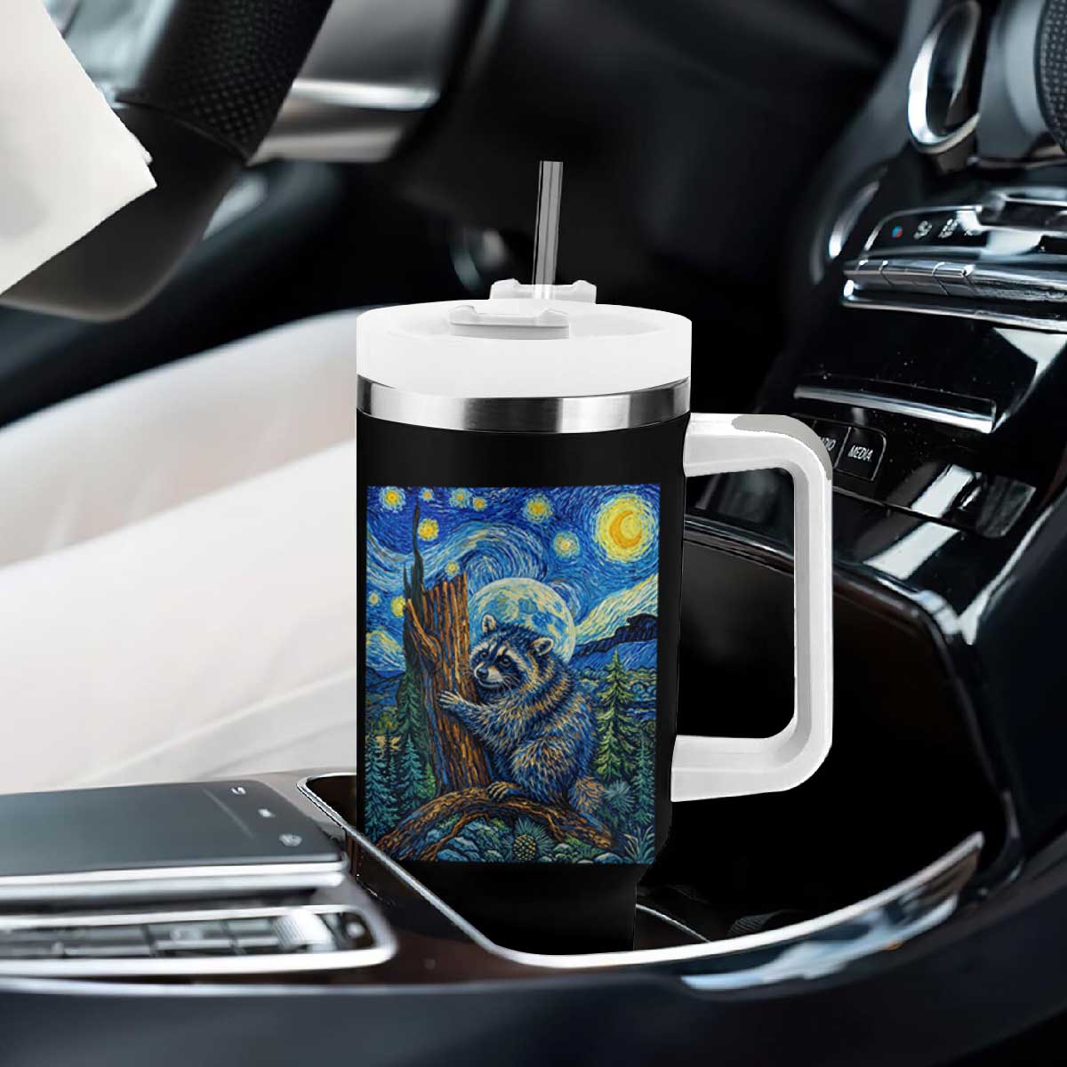 Seattle Trash Panda Starry Night Graphic Tumbler With Handle Funny Short King Raccoon TS12 Print Your Wear