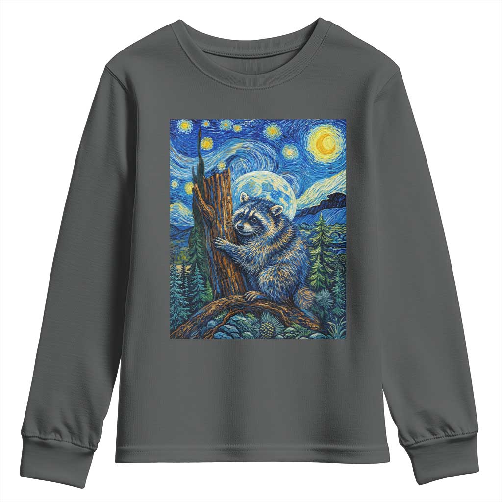Seattle Trash Panda Starry Night Graphic Youth Sweatshirt Funny Short King Raccoon TS12 Dark Heather Print Your Wear