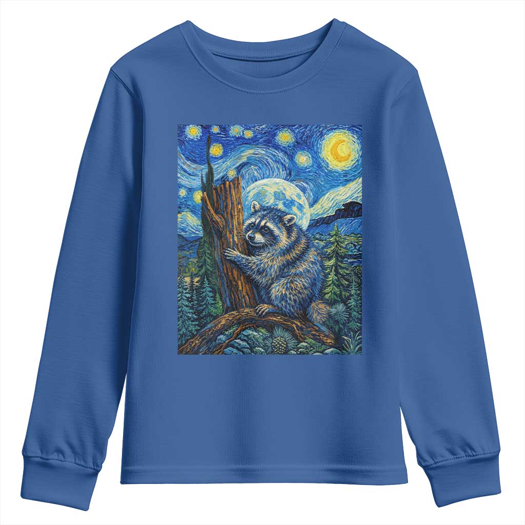 Seattle Trash Panda Starry Night Graphic Youth Sweatshirt Funny Short King Raccoon TS12 Royal Blue Print Your Wear