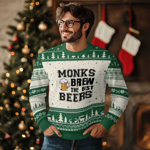 Monks Brew The Best Beers Ugly Christmas Sweater Funny Craft Beer Brewer TS12 Beige Green Print Your Wear
