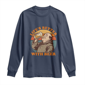 Funny Craft Beer Drinker Monks Long Sleeve Shirt Lifes Better With Beer TS12 Navy Print Your Wear