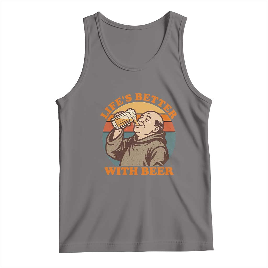Funny Craft Beer Drinker Monks Tank Top Lifes Better With Beer TS12 Deep Heather Print Your Wear