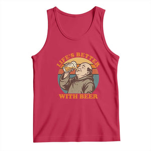 Funny Craft Beer Drinker Monks Tank Top Lifes Better With Beer TS12 Red Print Your Wear