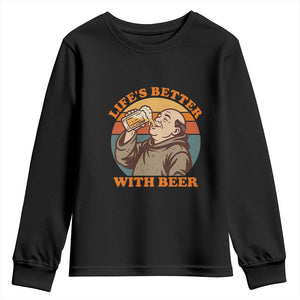 Funny Craft Beer Drinker Monks Youth Sweatshirt Lifes Better With Beer TS12 Black Print Your Wear