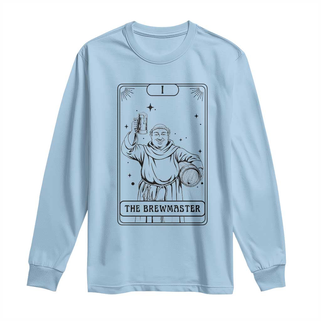 The Brewmaster Tarot Card Long Sleeve Shirt Vintage Craft Beer Monk Brewery Art TS12 Light Blue Print Your Wear