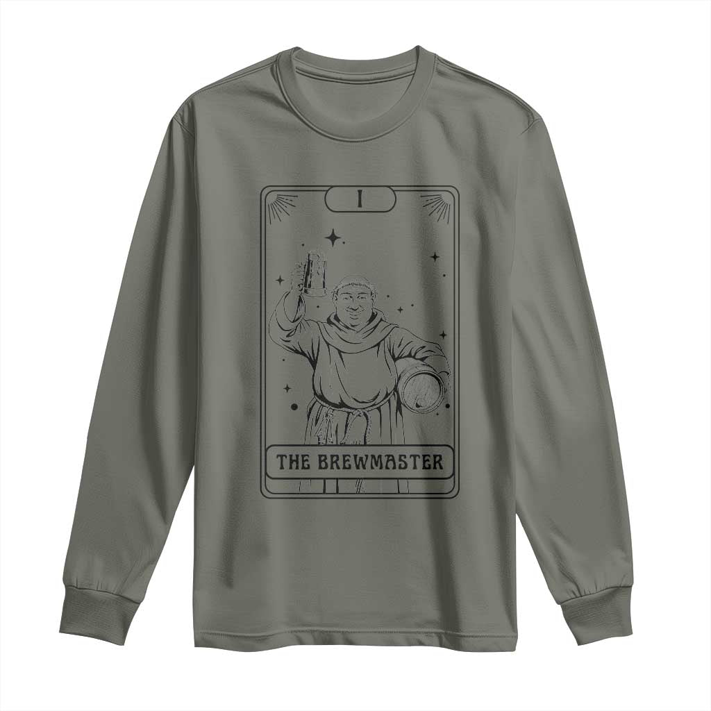 The Brewmaster Tarot Card Long Sleeve Shirt Vintage Craft Beer Monk Brewery Art TS12 Military Green Print Your Wear