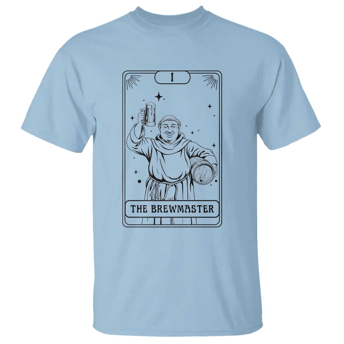 The Brewmaster Tarot Card T Shirt Vintage Craft Beer Monk Brewery Art TS12 Light Blue Print Your Wear