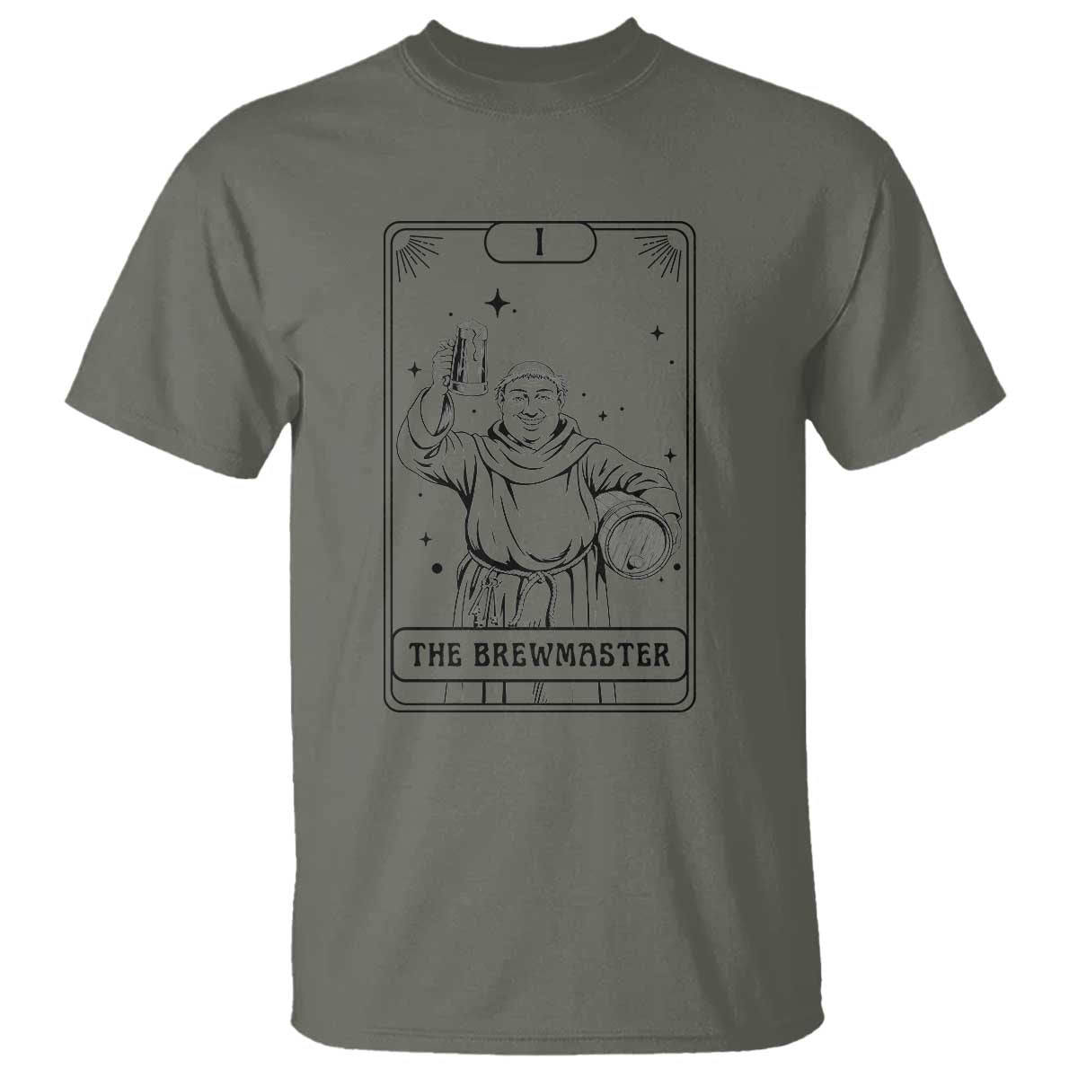 The Brewmaster Tarot Card T Shirt Vintage Craft Beer Monk Brewery Art TS12 Military Green Print Your Wear