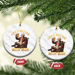 George Washington Lifes Better With Beer Ceramic Ornament Funny Founding Father Beer Lover TS12 1pc White Marble Print Your Wear