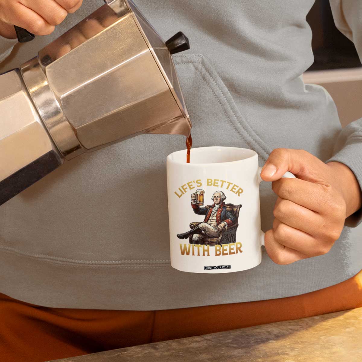George Washington Lifes Better With Beer Coffee Mug Funny Founding Father Beer Lover TS12 Print Your Wear