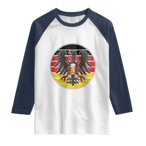 German Eagle Beer Lover Raglan Shirt Vintage Bavarian Oktoberfest Beer TS12 White Navy Print Your Wear
