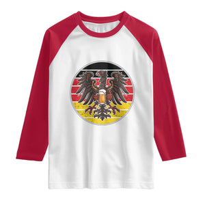 German Eagle Beer Lover Raglan Shirt Vintage Bavarian Oktoberfest Beer TS12 White Red Print Your Wear