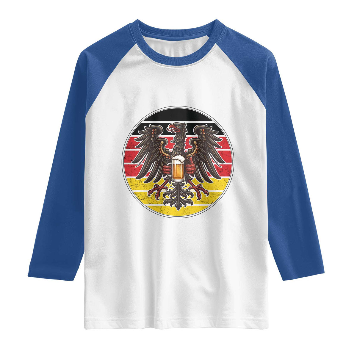 German Eagle Beer Lover Raglan Shirt Vintage Bavarian Oktoberfest Beer TS12 White Royal Print Your Wear