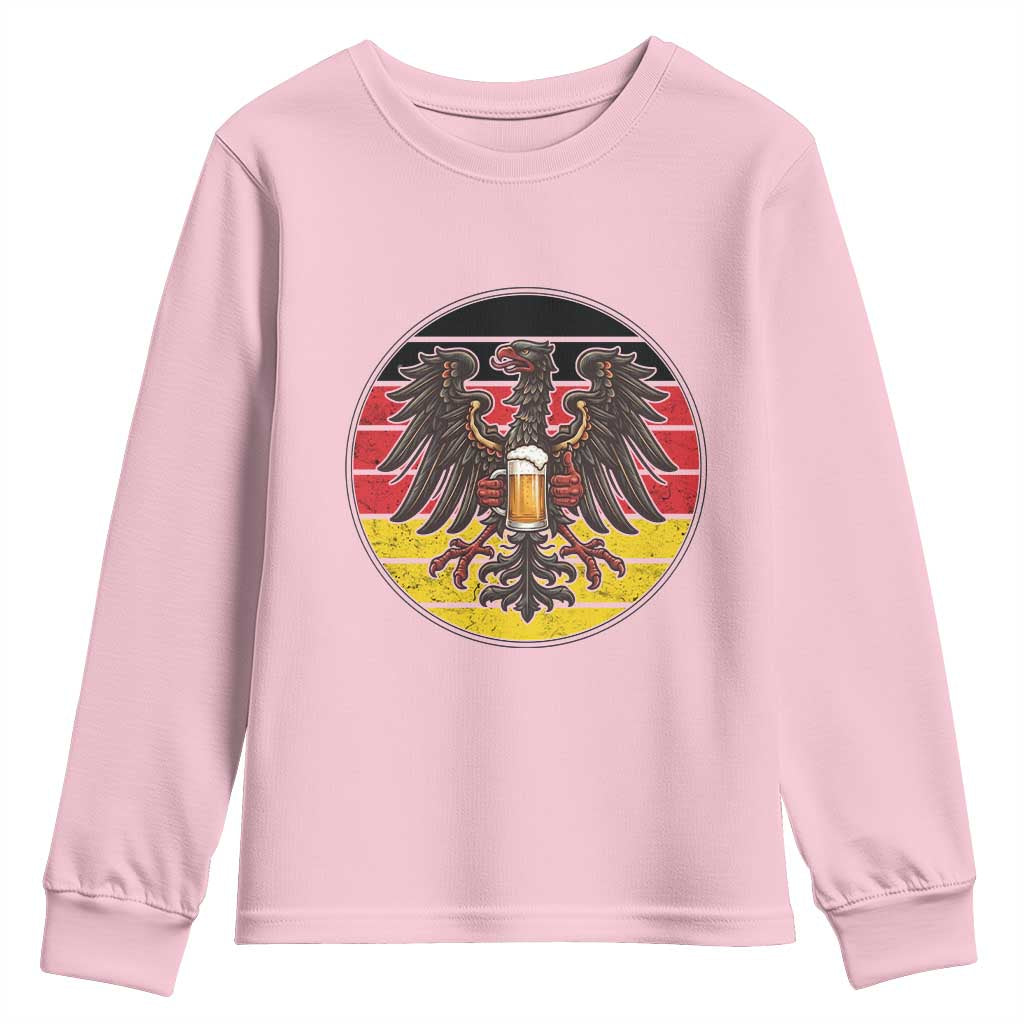 German Eagle Beer Lover Youth Sweatshirt Vintage Bavarian Oktoberfest Beer TS12 Light Pink Print Your Wear