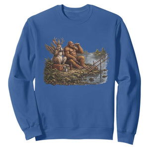 Funny Wolpertinger Bigfoot Fishing Sweatshirt Beer Drinking Cryptid Fisherman Gift TS12 Royal Blue Print Your Wear