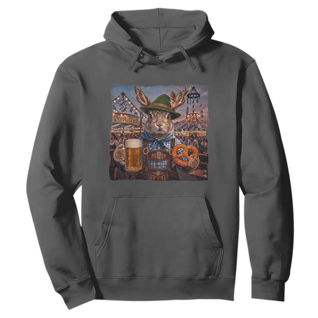 Prost Yall Wolpertinger Oktoberfest Bavarian Folklore Hoodie TS12 Dark Heather Print Your Wear