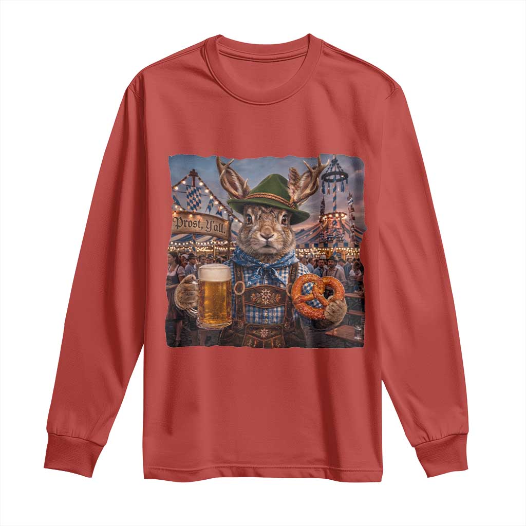 Prost Yall Wolpertinger Oktoberfest Bavarian Folklore Long Sleeve Shirt TS12 Red Print Your Wear