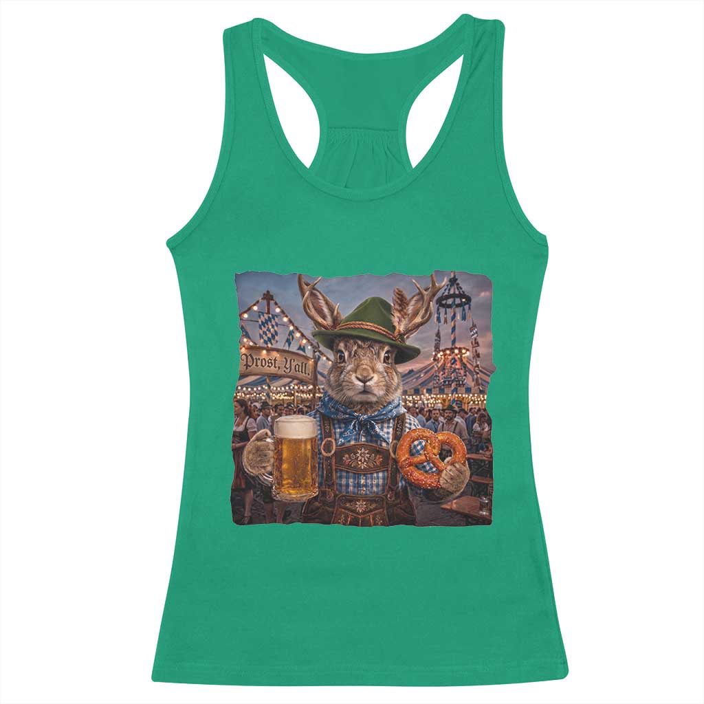 Prost Yall Wolpertinger Oktoberfest Bavarian Folklore Racerback Tank Top TS12 Irish Green Print Your Wear
