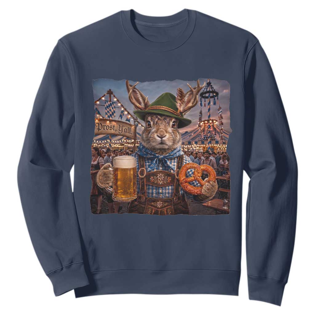 Prost Yall Wolpertinger Oktoberfest Bavarian Folklore Sweatshirt TS12 Navy Print Your Wear