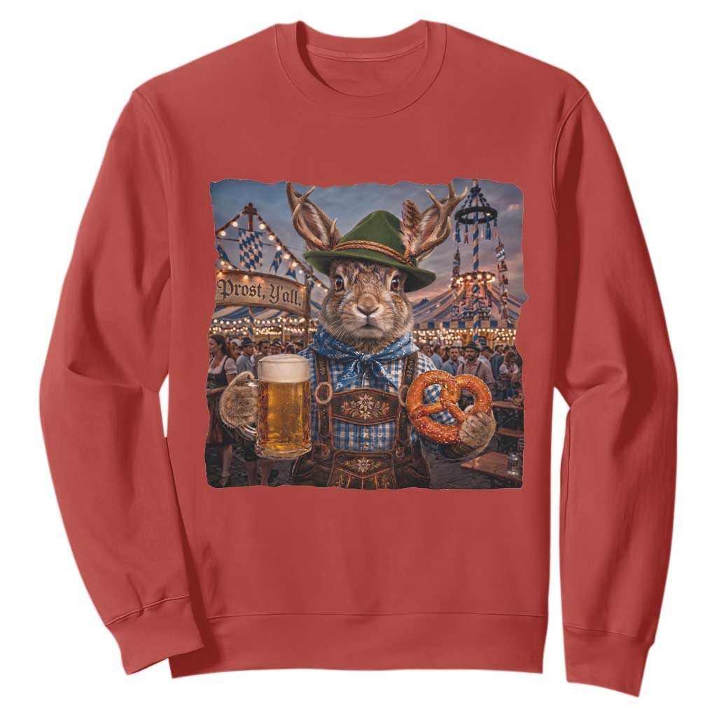 Prost Yall Wolpertinger Oktoberfest Bavarian Folklore Sweatshirt TS12 Red Print Your Wear