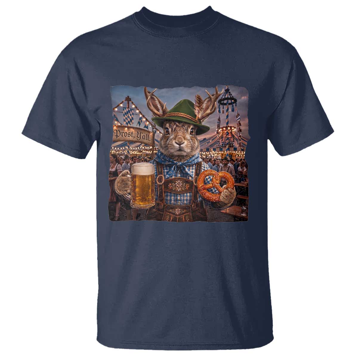 Prost Yall Wolpertinger Oktoberfest Bavarian Folklore T Shirt TS12 Navy Print Your Wear