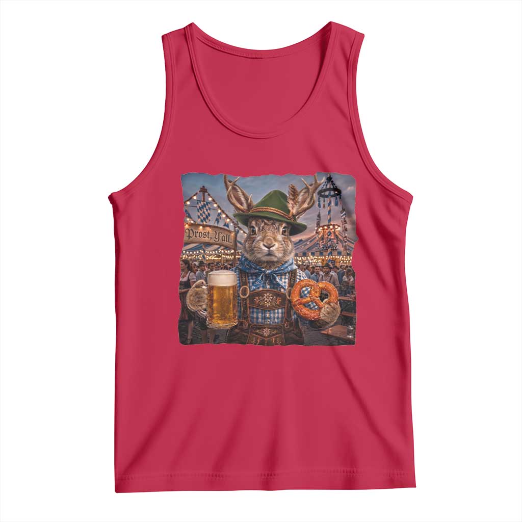 Prost Yall Wolpertinger Oktoberfest Bavarian Folklore Tank Top TS12 Red Print Your Wear