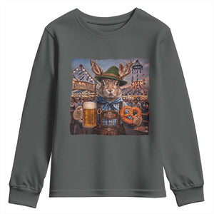Prost Yall Wolpertinger Oktoberfest Bavarian Folklore Youth Sweatshirt TS12 Dark Heather Print Your Wear