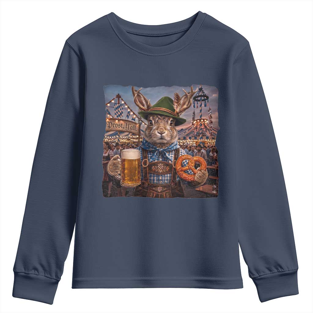 Prost Yall Wolpertinger Oktoberfest Bavarian Folklore Youth Sweatshirt TS12 Navy Print Your Wear