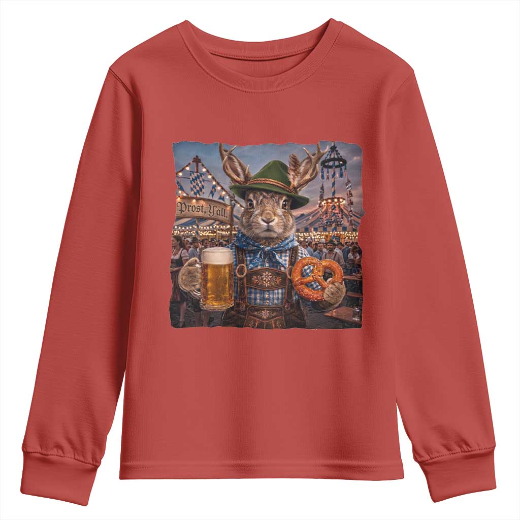 Prost Yall Wolpertinger Oktoberfest Bavarian Folklore Youth Sweatshirt TS12 Red Print Your Wear