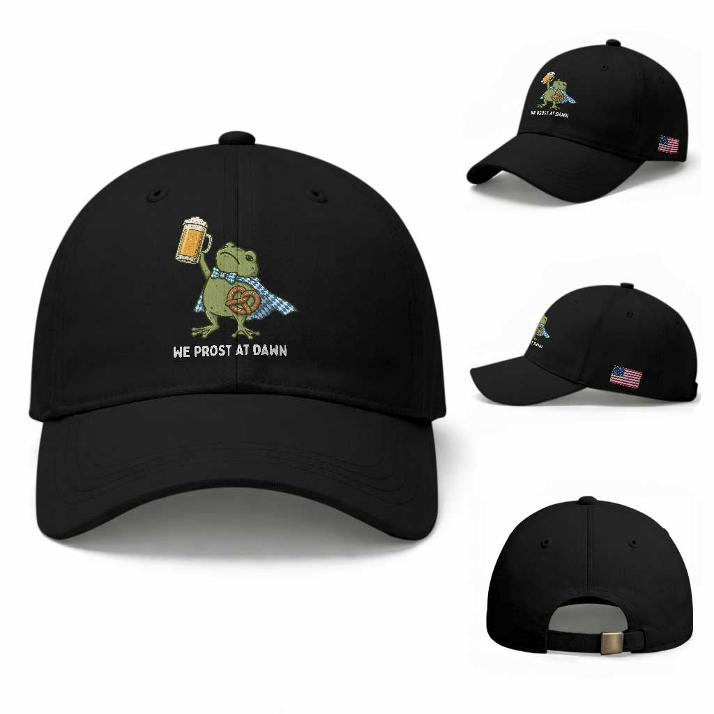 Funny Frog Oktoberfest Bavarian Beer Lover Baseball Cap We Prost At Dawn TS12 Baseball Cap Universal Fit Black Print Your Wear