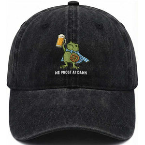 Funny Frog Oktoberfest Bavarian Beer Lover Washed Cotton Baseball Cap We Prost At Dawn TS12 Print Your Wear