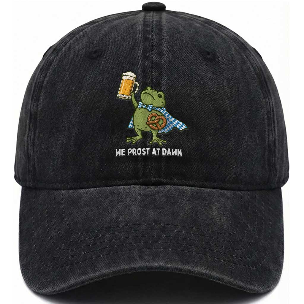 Funny Frog Oktoberfest Bavarian Beer Lover Washed Cotton Baseball Cap We Prost At Dawn TS12 Print Your Wear