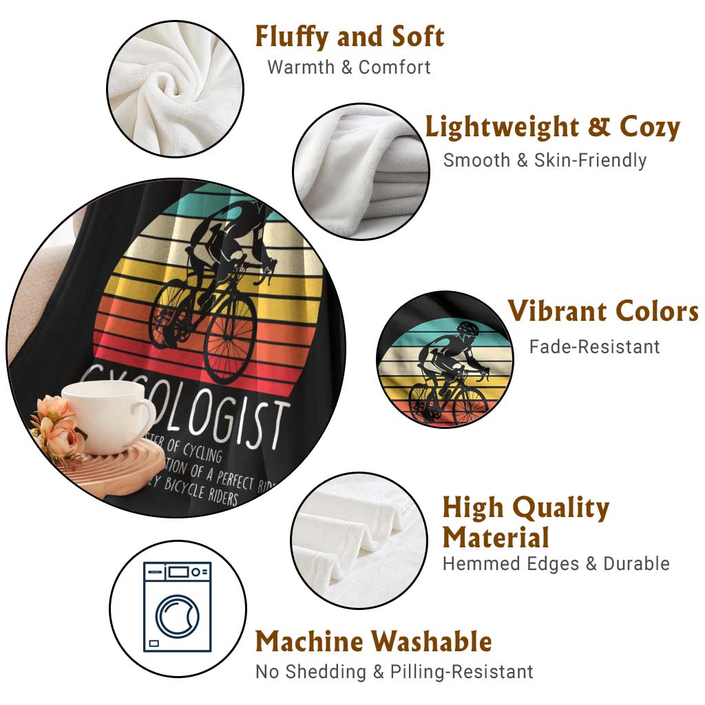 Cycologist Definition Throw Blanket Vintage Bicycle Rider Cycling Gift TS12 Print Your Wear