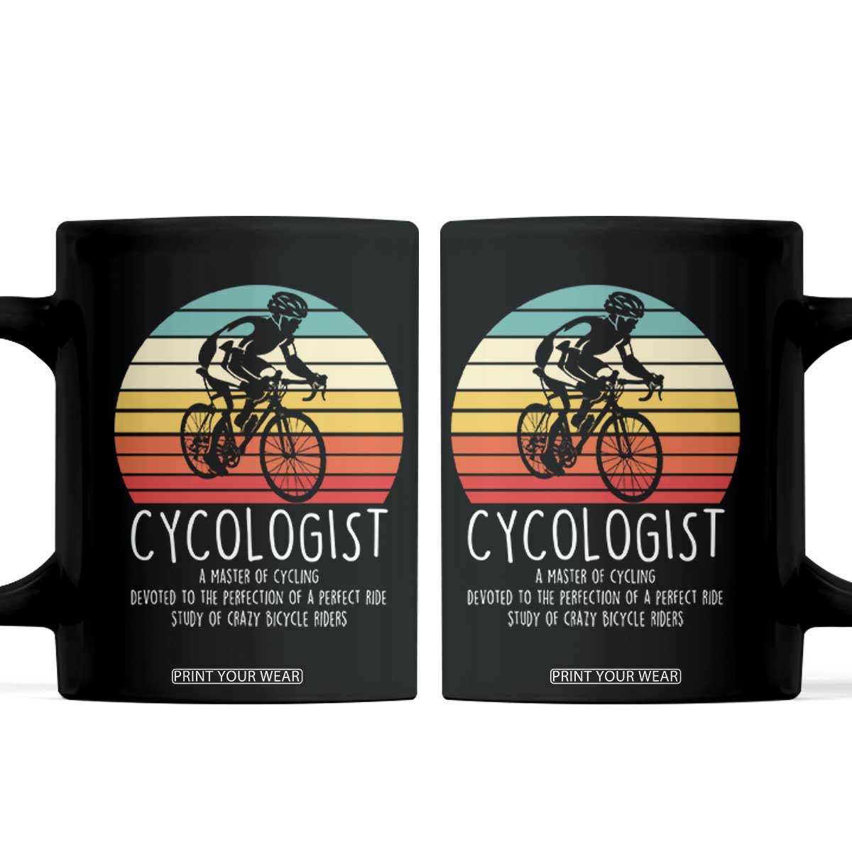 Cycologist Definition Coffee Mug Vintage Bicycle Rider Cycling Gift TS12 Black Print Your Wear