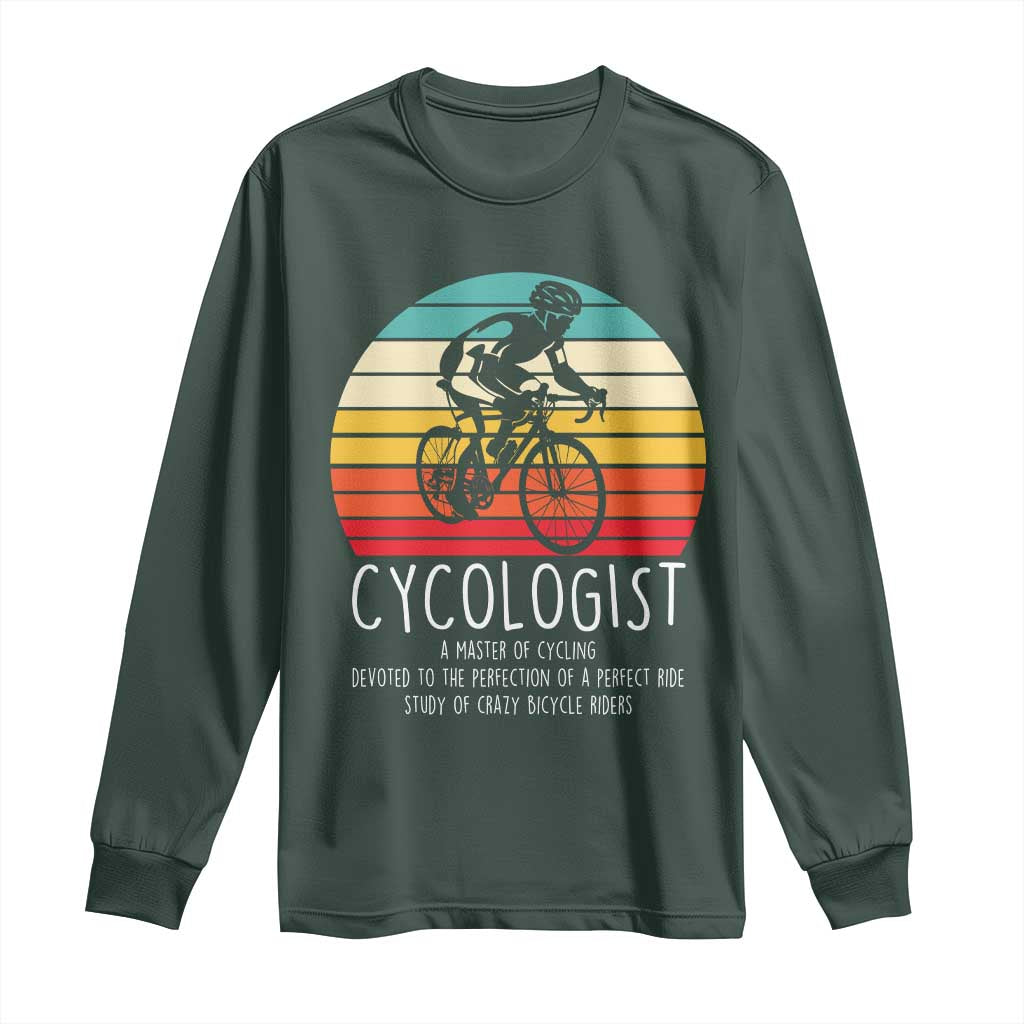 Cycologist Definition Long Sleeve Shirt Vintage Bicycle Rider Cycling Gift TS12 Dark Forest Green Print Your Wear
