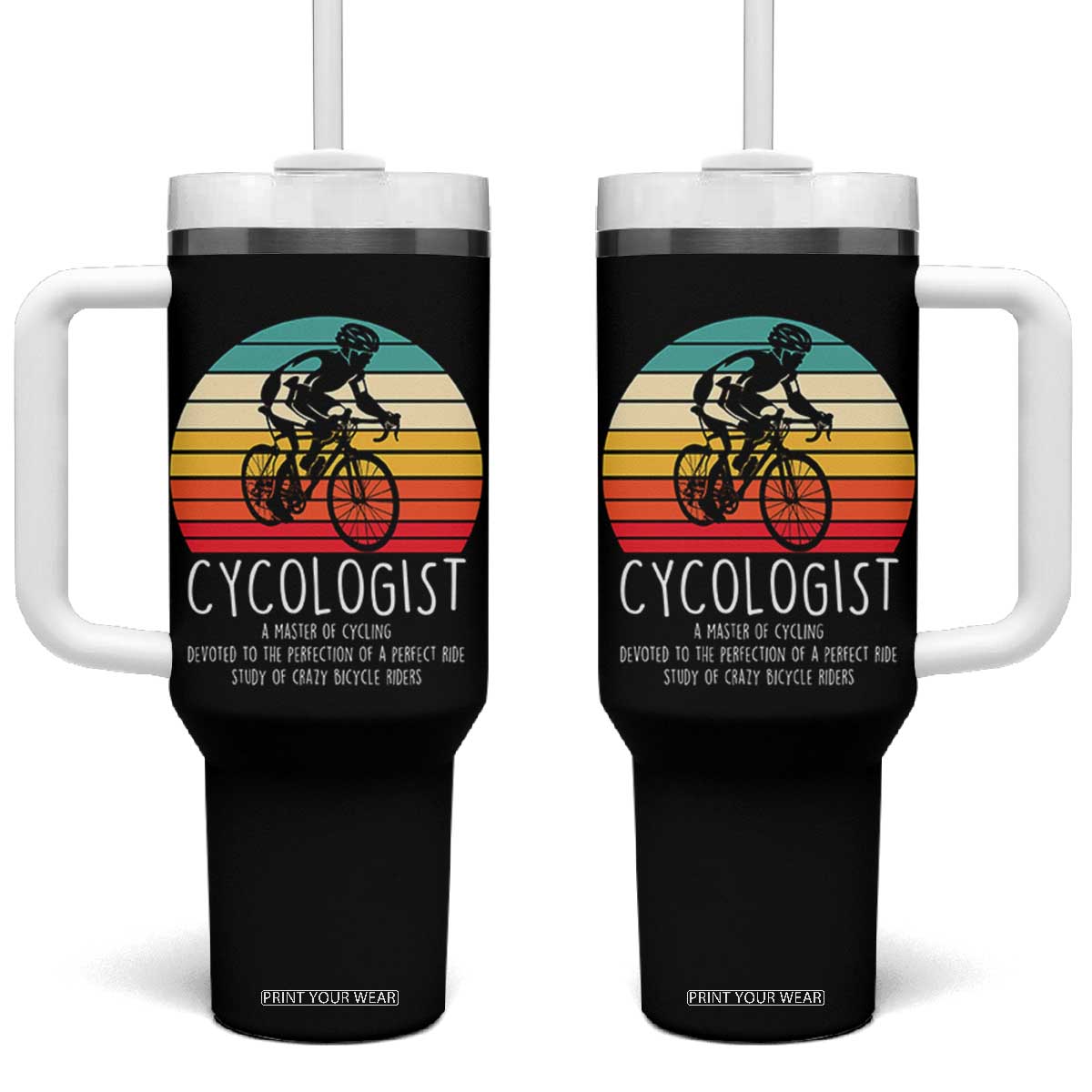 Cycologist Definition Tumbler With Handle Vintage Bicycle Rider Cycling Gift TS12 One Size: 40 oz Black Print Your Wear