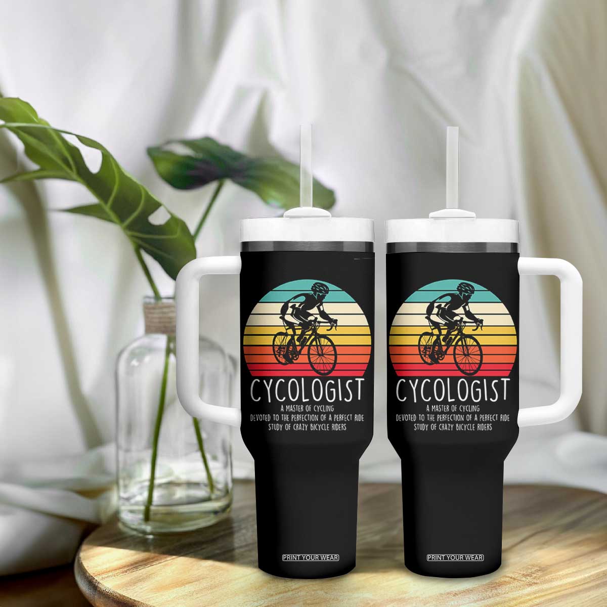 Cycologist Definition Tumbler With Handle Vintage Bicycle Rider Cycling Gift TS12 Print Your Wear