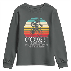 Cycologist Definition Youth Sweatshirt Vintage Bicycle Rider Cycling Gift TS12 Dark Heather Print Your Wear