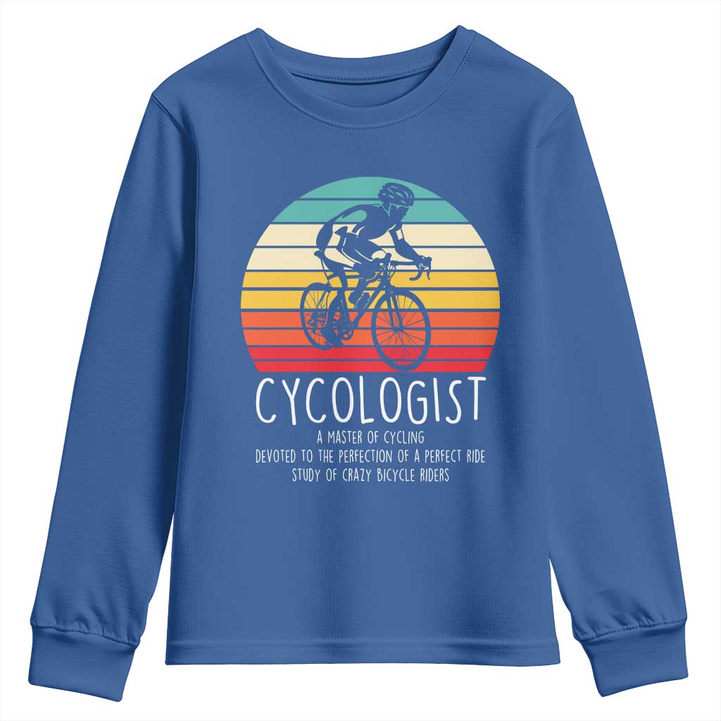 Cycologist Definition Youth Sweatshirt Vintage Bicycle Rider Cycling Gift TS12 Royal Blue Print Your Wear