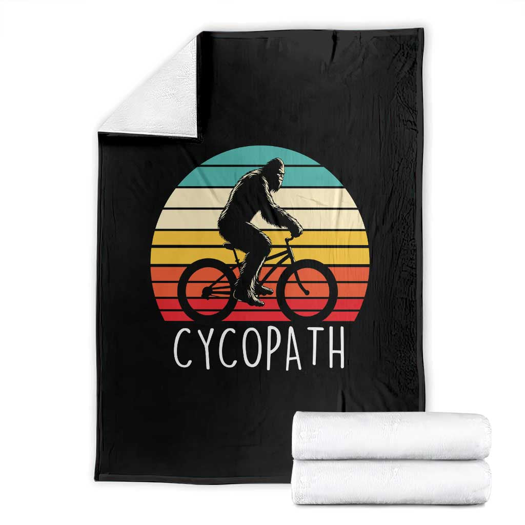 Cycopath Bigfoot Riding Bike Throw Blanket Funny Bigfoot Cyclist Bicycle Gift TS12 Black Print Your Wear
