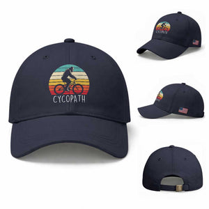 Cycopath Bigfoot Riding Bike Baseball Cap Funny Bigfoot Cyclist Bicycle Gift TS12 Baseball Cap Universal Fit Navy Print Your Wear