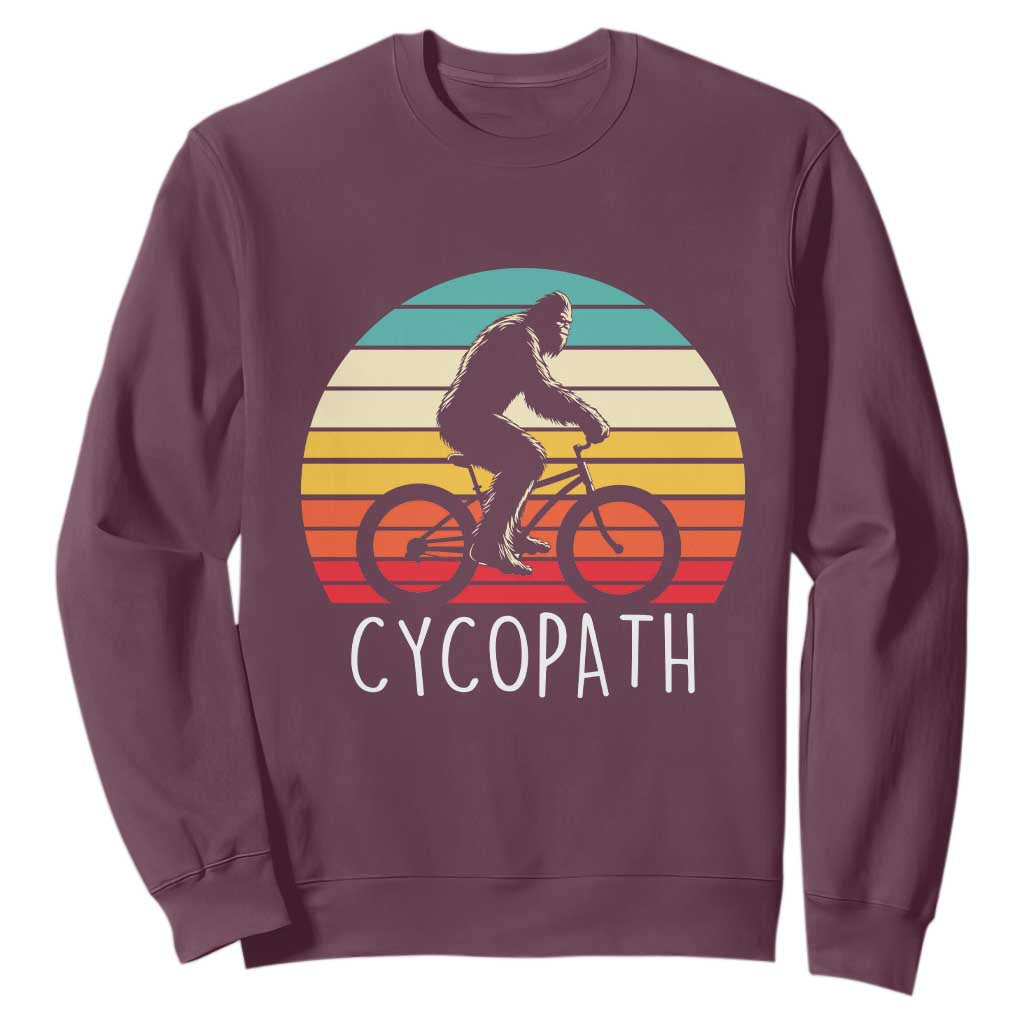 Cycopath Bigfoot Riding Bike Sweatshirt Funny Bigfoot Cyclist Bicycle Gift TS12 Maroon Print Your Wear