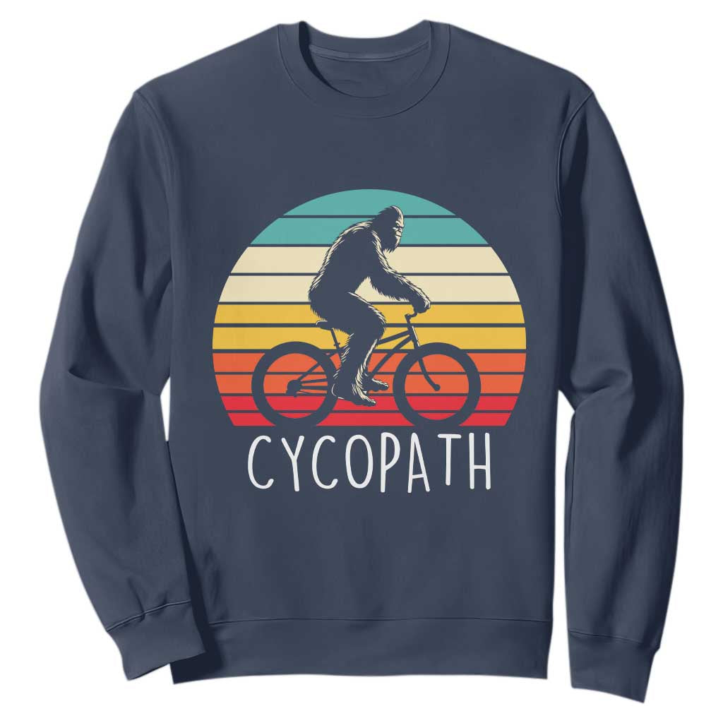 Cycopath Bigfoot Riding Bike Sweatshirt Funny Bigfoot Cyclist Bicycle Gift TS12 Navy Print Your Wear