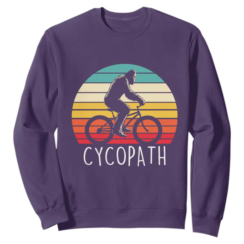 Cycopath Bigfoot Riding Bike Sweatshirt Funny Bigfoot Cyclist Bicycle Gift TS12 Purple Print Your Wear