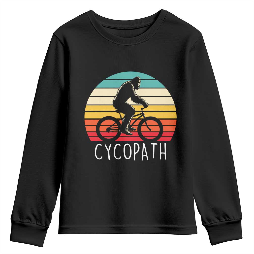 Cycopath Bigfoot Riding Bike Youth Sweatshirt Funny Bigfoot Cyclist Bicycle Gift TS12 Black Print Your Wear