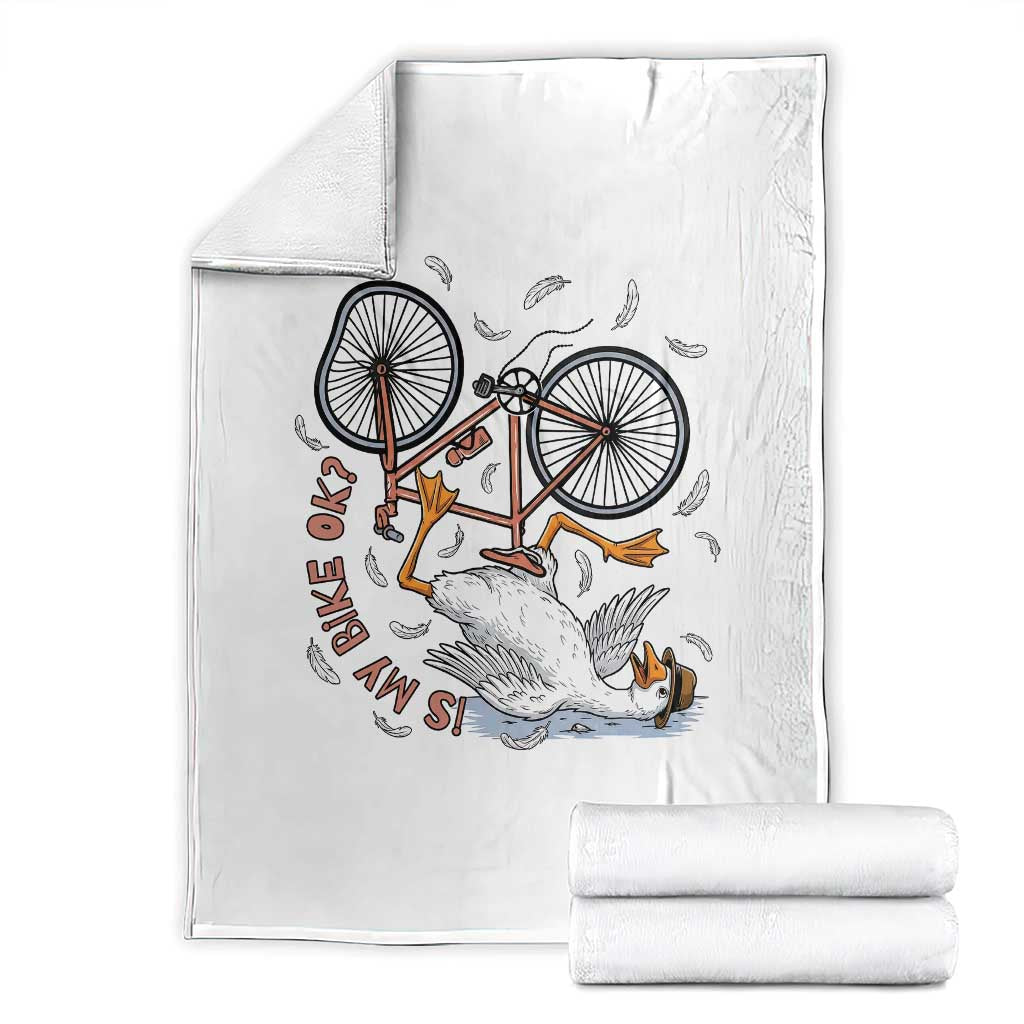 Funny Bike Crash Cycling Goose Lover Throw Blanket Is My Bike OK TS12 White Print Your Wear