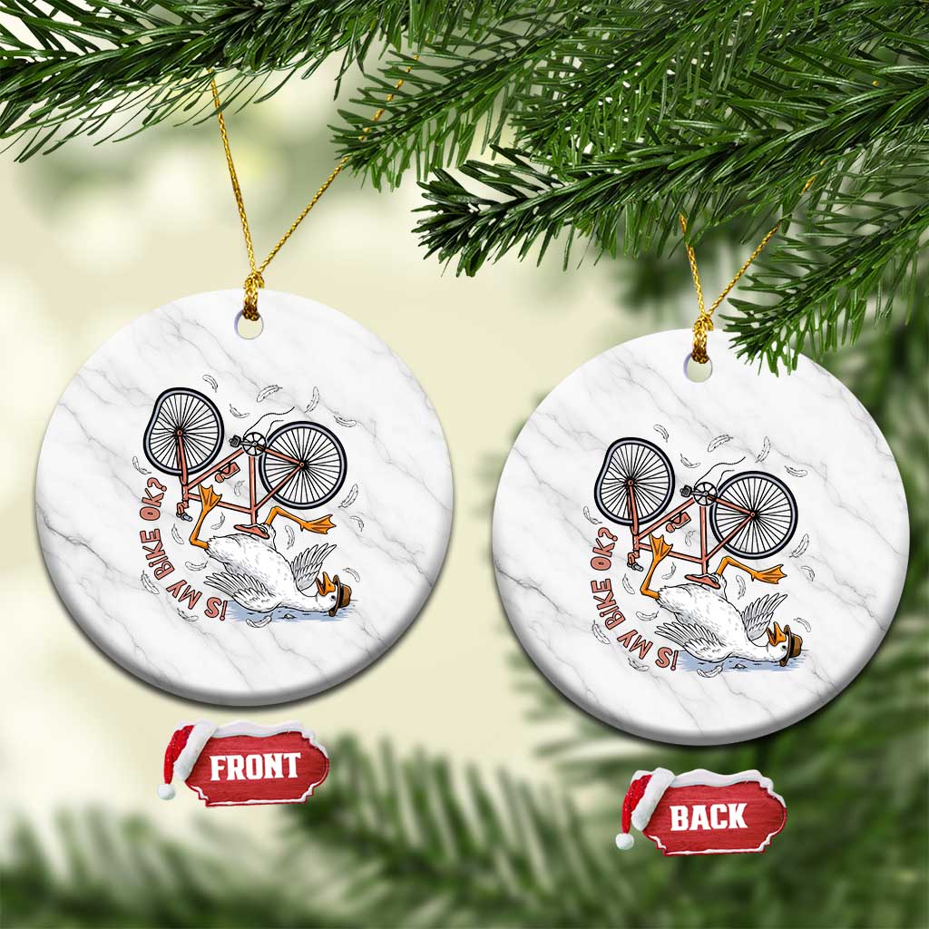 Funny Bike Crash Cycling Goose Lover Ceramic Ornament Is My Bike OK TS12 1pc White Marble Print Your Wear