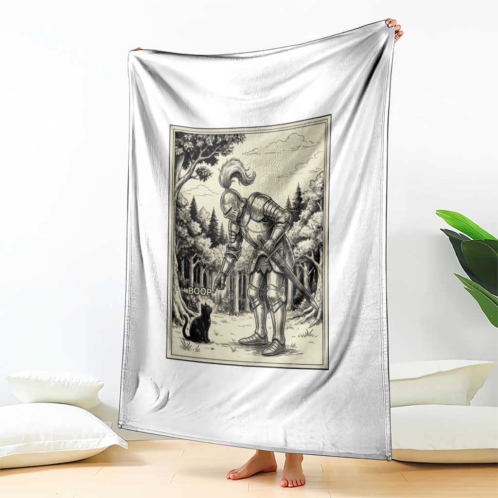 Funny Medieval Knight Boop Black Cat Throw Blanket Renaissance Fantasy Cat Lover TS12 Print Your Wear