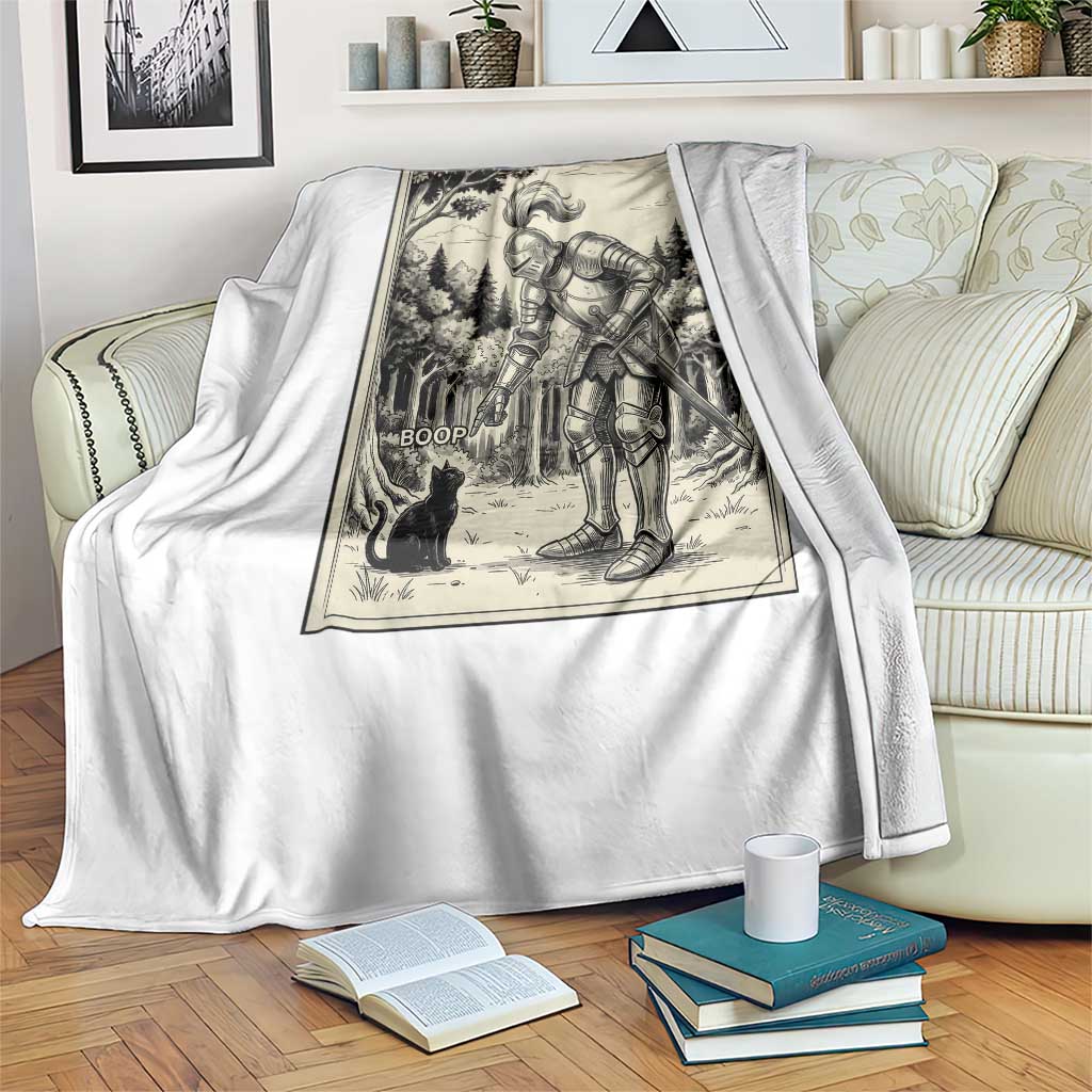 Funny Medieval Knight Boop Black Cat Throw Blanket Renaissance Fantasy Cat Lover TS12 Print Your Wear