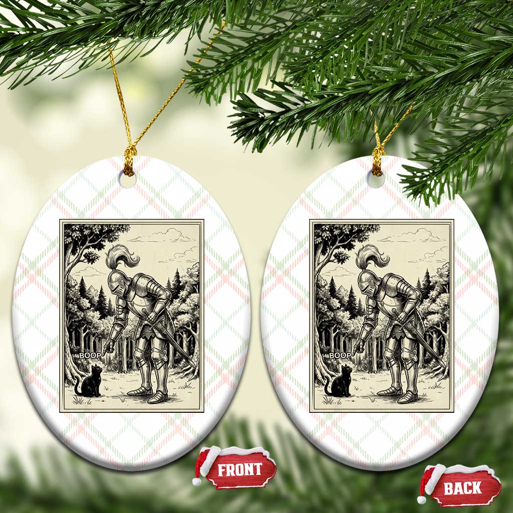 Funny Medieval Knight Boop Black Cat Ceramic Ornament Renaissance Fantasy Cat Lover TS12 Print Your Wear
